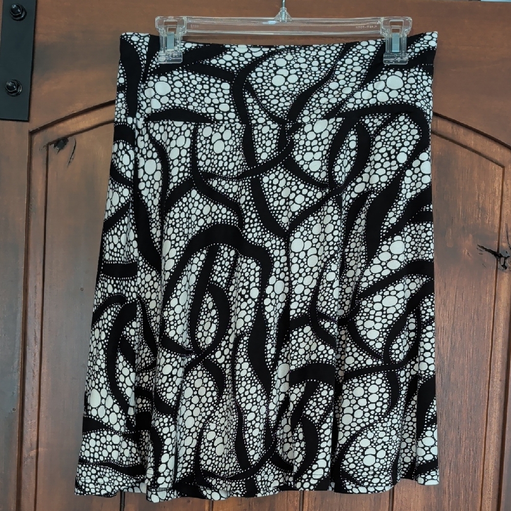 H&M Black and White Circle-Print Skater Skirt